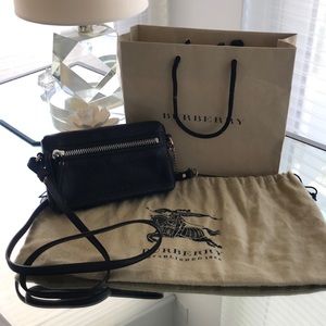 Authentic BURBERRY grainy calfskin MiniRossettBodybritBikerCrossbody black